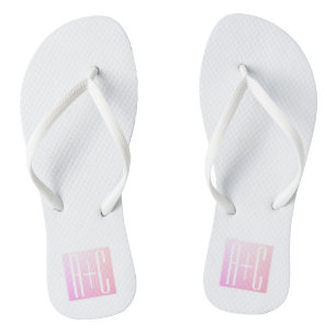 Couple's Initials Subtle Pink Gradation Flip Flops