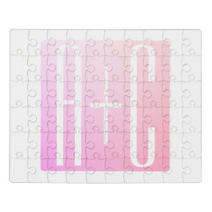 Couple's Initials Subtle Pink Gradation Jigsaw Puzzle