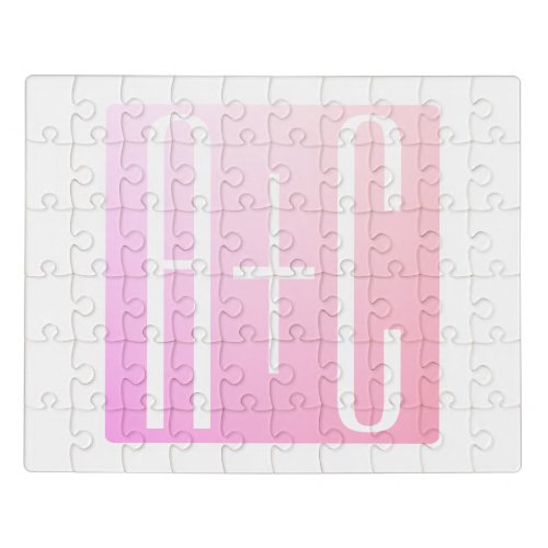 Couples Initials  Subtle Pink Gradation Jigsaw Puzzle