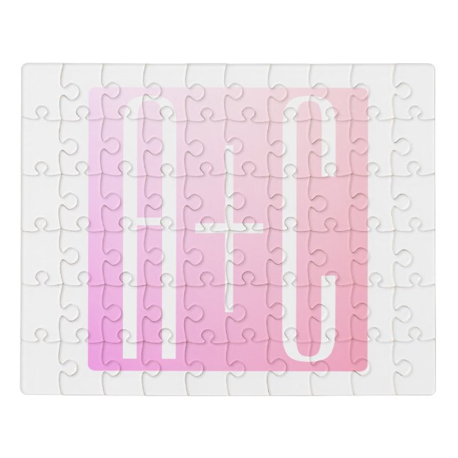 Couple's Initials | Subtle Pink Gradation Jigsaw Puzzle (Puzzle Horizontal)