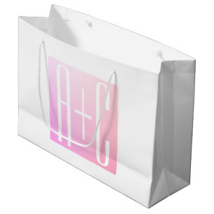 Couple's Initials Subtle Pink Gradation Large Gift Bag