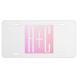 Couple's Initials Subtle Pink Gradation License Plate