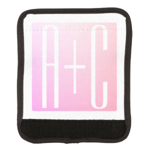 Couple's Initials Subtle Pink Gradation Luggage Handle Wrap