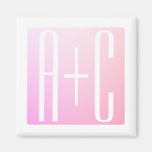 Couple's Initials Subtle Pink Gradation Magnet
