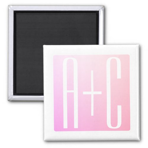 Couples Initials  Subtle Pink Gradation Magnet