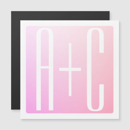 Couples Initials  Subtle Pink Gradation Magnetic Invitation