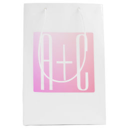 Couple&#39;s Initials | Subtle Pink Gradation Medium Gift Bag