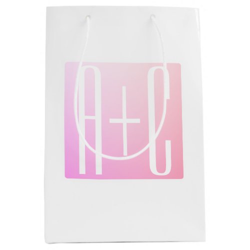 Couples Initials  Subtle Pink Gradation Medium Gift Bag