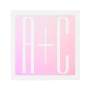 Couple's Initials Subtle Pink Gradation Metal Print