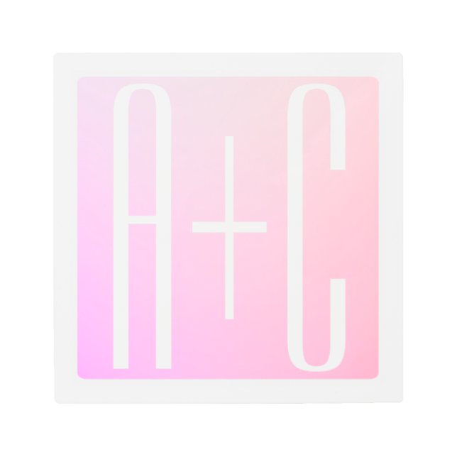 Couple's Initials | Subtle Pink Gradation Metal Print (Front)
