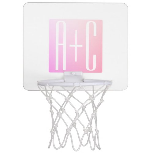 Couples Initials  Subtle Pink Gradation Mini Basketball Hoop