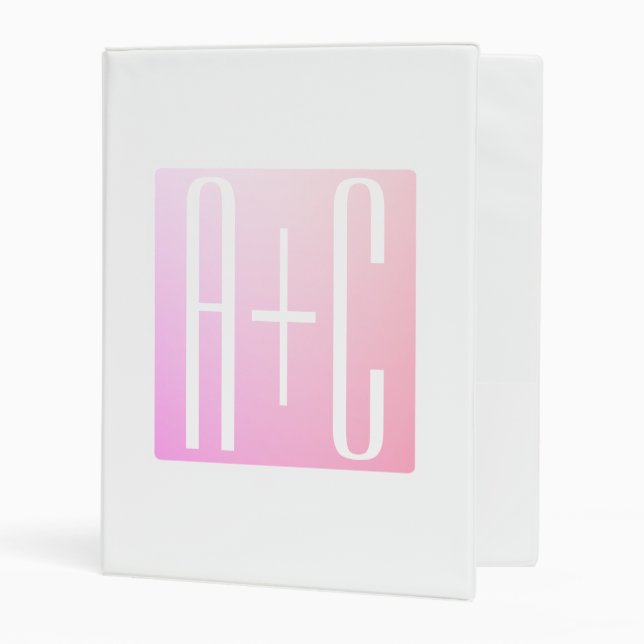 Couple's Initials | Subtle Pink Gradation Mini Binder (Front/Inside)