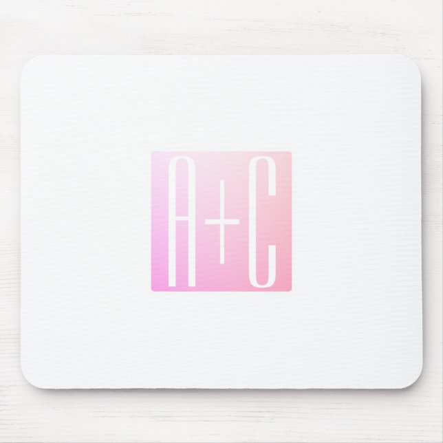 Couple's Initials | Subtle Pink Gradation Mouse Pad (Front)