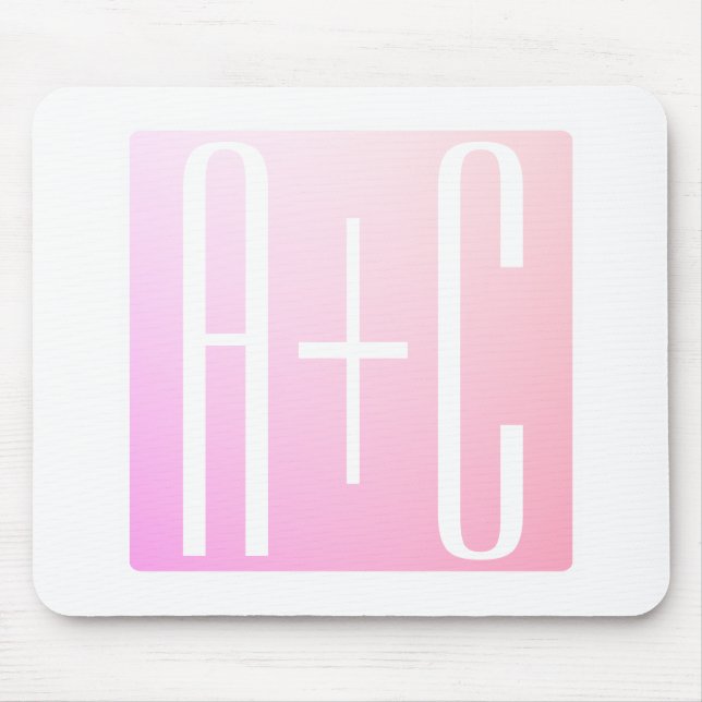 Couple's Initials | Subtle Pink Gradation Mouse Pad (Front)