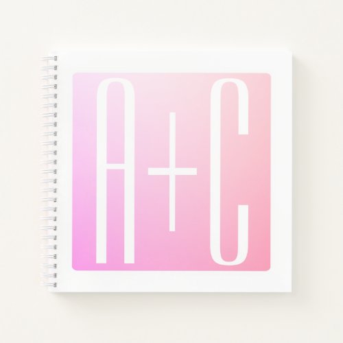 Couples Initials  Subtle Pink Gradation Notebook