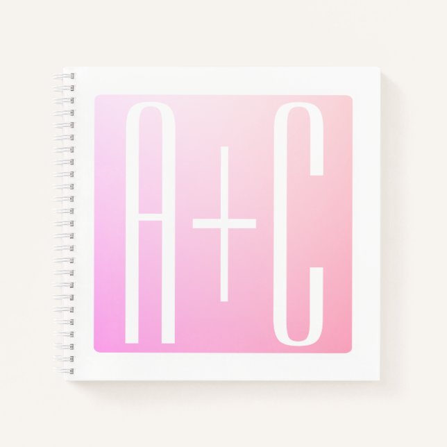 Couple's Initials | Subtle Pink Gradation Notebook (Front)