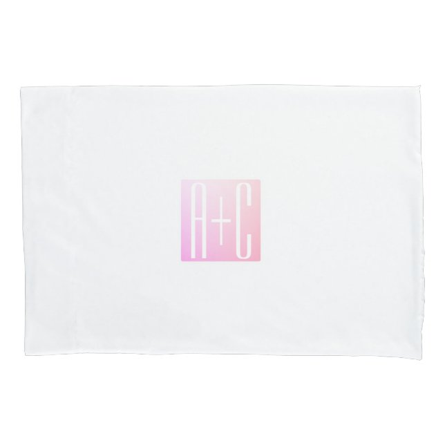 Couple's Initials | Subtle Pink Gradation Pillow Case (Front)