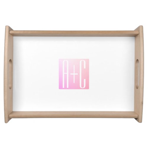 Couples Initials  Subtle Pink Gradation Serving Tray