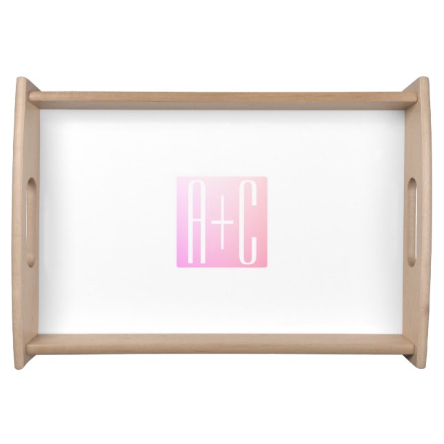 Couple's Initials | Subtle Pink Gradation Serving Tray (Front)