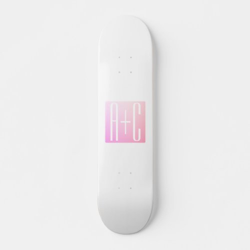 Couples Initials  Subtle Pink Gradation Skateboard