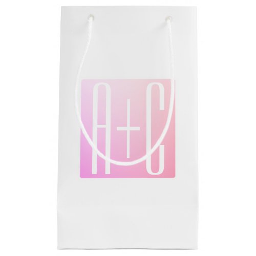 Couples Initials  Subtle Pink Gradation Small Gift Bag