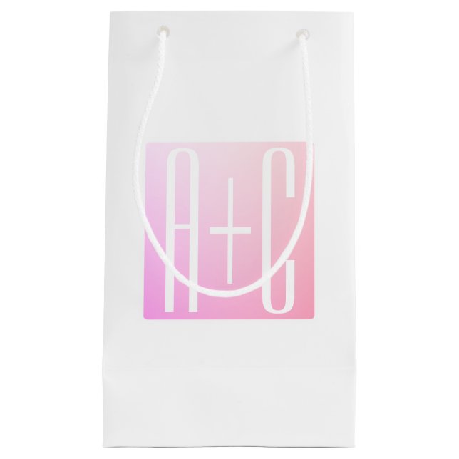 Couple's Initials | Subtle Pink Gradation Small Gift Bag (Front)