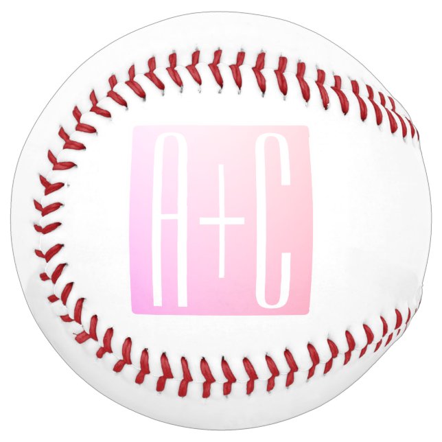 Couple's Initials | Subtle Pink Gradation Softball (Front Left)