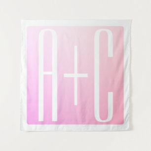Couple's Initials Subtle Pink Gradation Tapestry