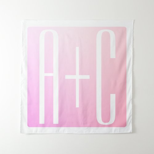 Couples Initials  Subtle Pink Gradation Tapestry