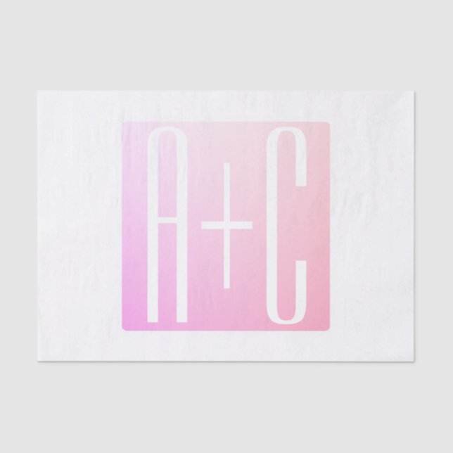 Couple's Initials | Subtle Pink Gradation Tissue Paper (Front)