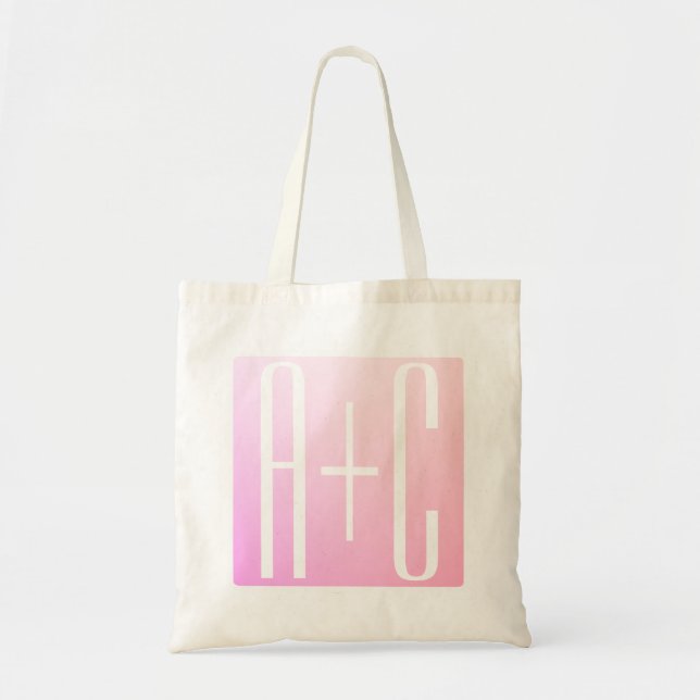 Couple's Initials | Subtle Pink Gradation Tote Bag (Front)