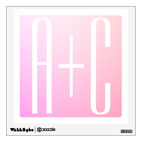 Couples Initials  Subtle Pink Gradation Wall Decal