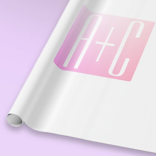 Couples Initials  Subtle Pink Gradation Wrapping Paper