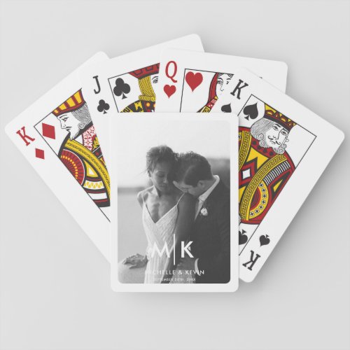 Couples Initials Wedding Photo Monogram Poker Cards