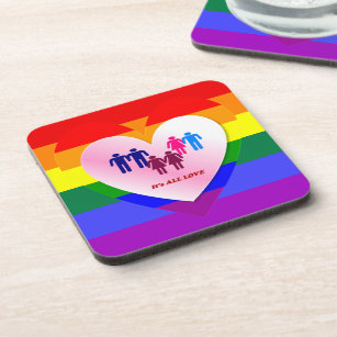 Couples Inside the All Love Pride Heart Beverage Coaster