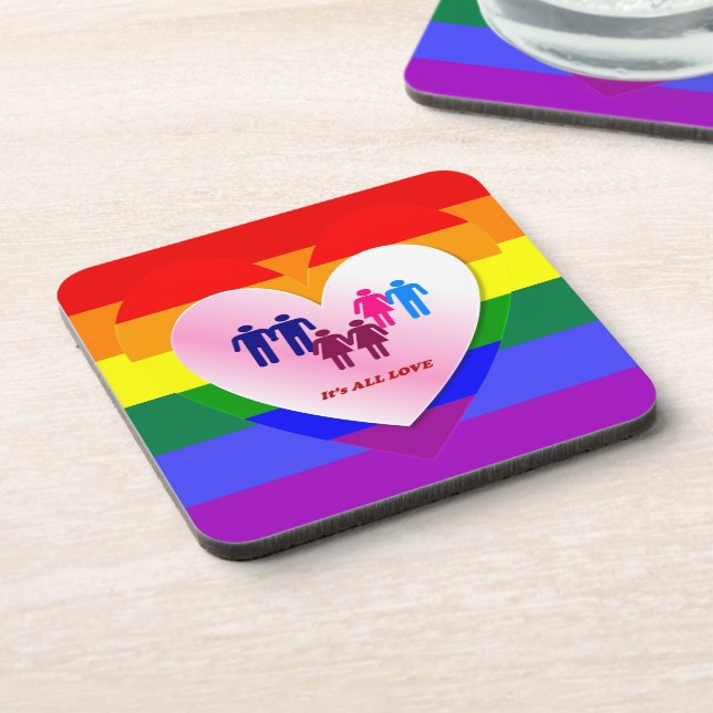 Couples Inside the All Love Pride Heart Beverage Coaster (Left Side)