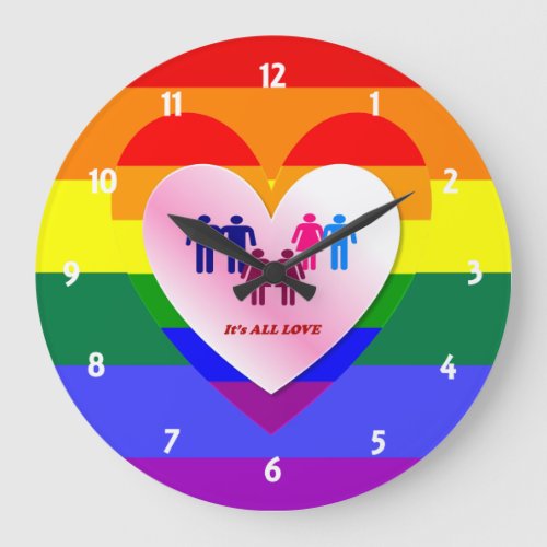 Couples Inside the All Love Pride Heart Large Clock