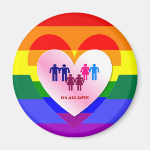 Couples Inside the All Love Pride Heart Magnet