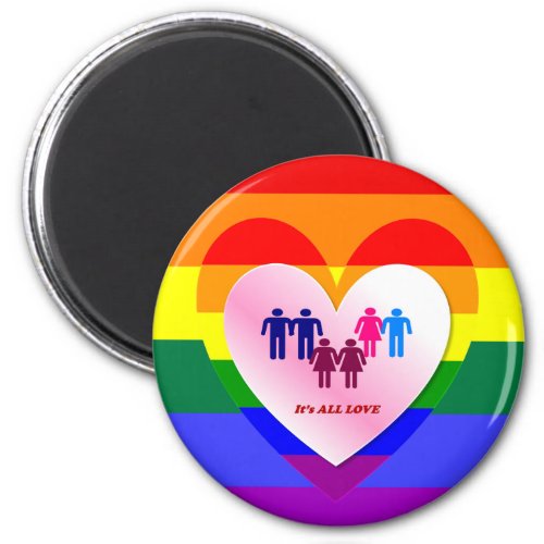 Couples Inside the All Love Pride Heart Magnet