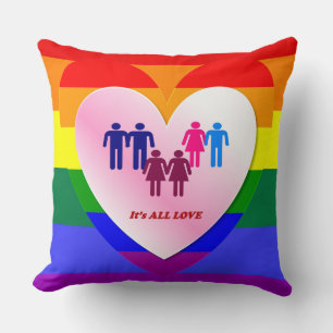 Couples Inside the All Love Pride Heart Throw Pillow