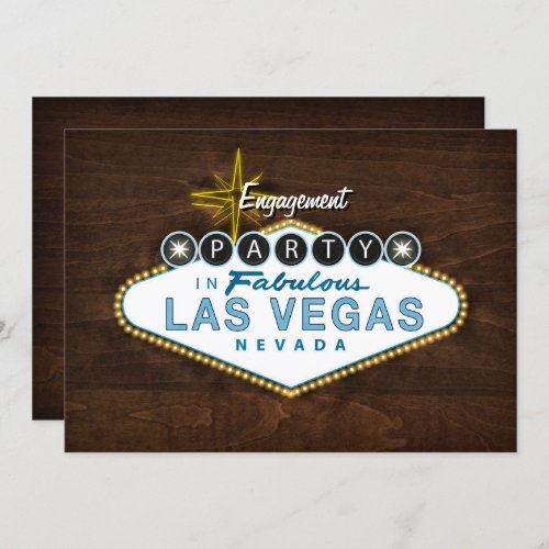 Couples Las Vegas Sign Engagement Party Invitation