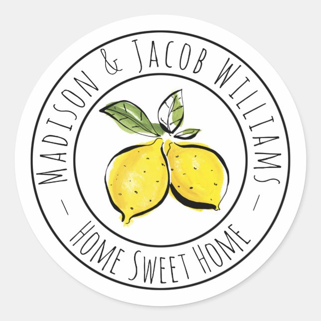 Couples Lemons Classic Round Sticker (Front)