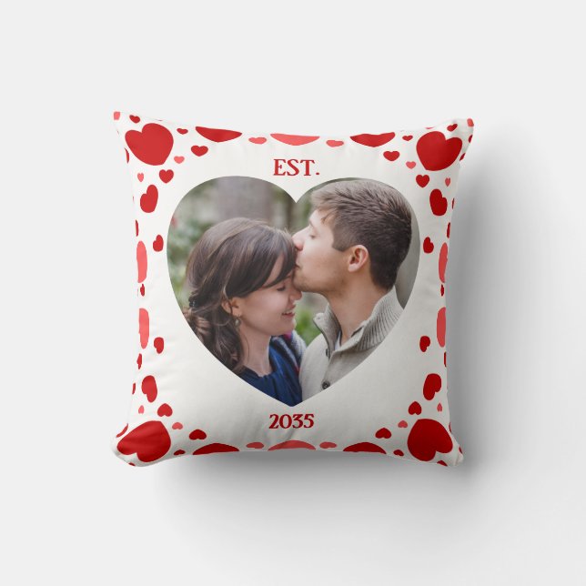 Couples Love Keepsake Heart Photo Throw Pillow (Front)
