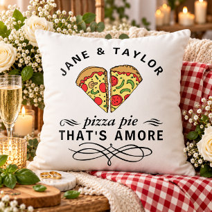 Couples Love Pizza Add Names Wedding Throw Pillow