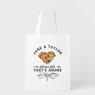 Couple's Love Pizza Personalized Grocery Bag