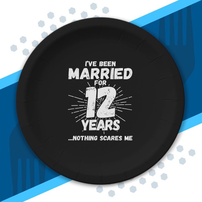Couples Married 12 Years Funny 12th Anniversary Paper Plates (Creator Uploaded)