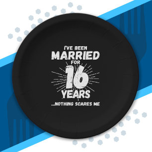 Couples Married 16 Years Funny 16th Anniversary Paper Plates