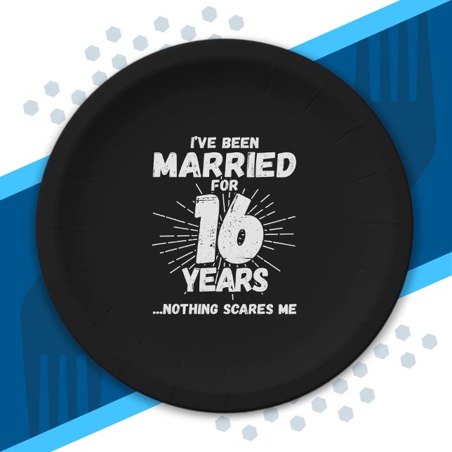 Couples Married 16 Years Funny 16th Anniversary Paper Plates (Creator Uploaded)