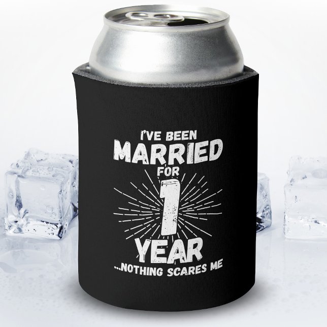 Couples Married 1 Year Funny 1st Anniversary Can Cooler (Creator Uploaded)