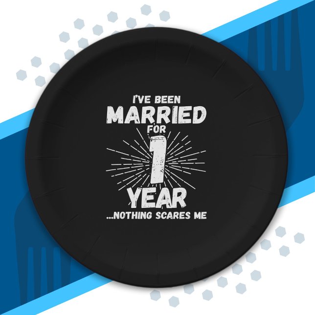 Couples Married 1 Year Funny 1st Anniversary Paper Plates (Creator Uploaded)